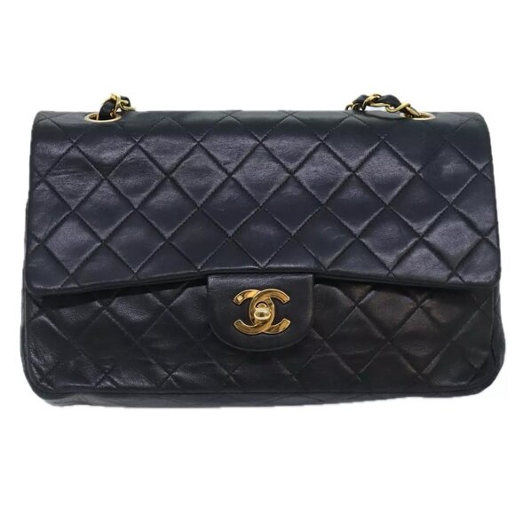 CHANEL Matelasse Turn Lock Chain Shoulder Bag Lamb Skin Black CC Auth yk15263A - Picture 1 of 16